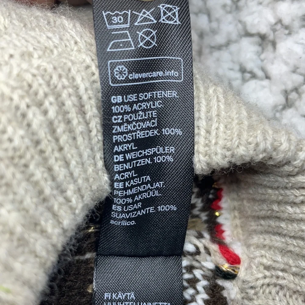 NWT H&M Dog Reindeer Holiday Turtleneck Sweater, Size S-12